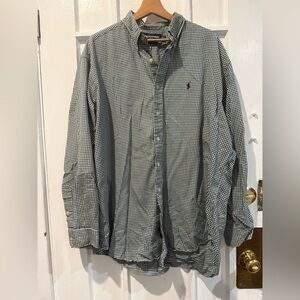 Ralph Lauren Golf Green and White Plaid Shirt